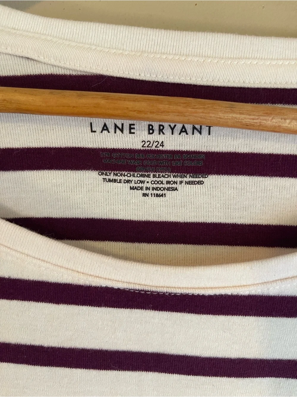 Lane Bryant Soft Striped 3/4 Sleeve Knit Tee Plus Size 22/24 - Picture 3 of 4